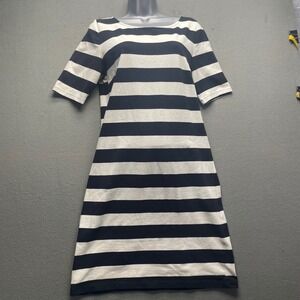 Old Navy Women Dress Black White Stripe Cotton Knit M Casual Shift Style